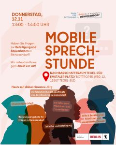 Mobile Sprechstunde im November für mehr Chancengleichheit bei Beteiligungen & Stadtentwicklung