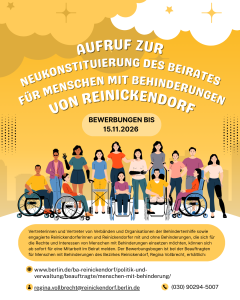 Aufruf zur Neukonstituierung des Beirates für Menschen mit Behinderungen von Reinickendorf